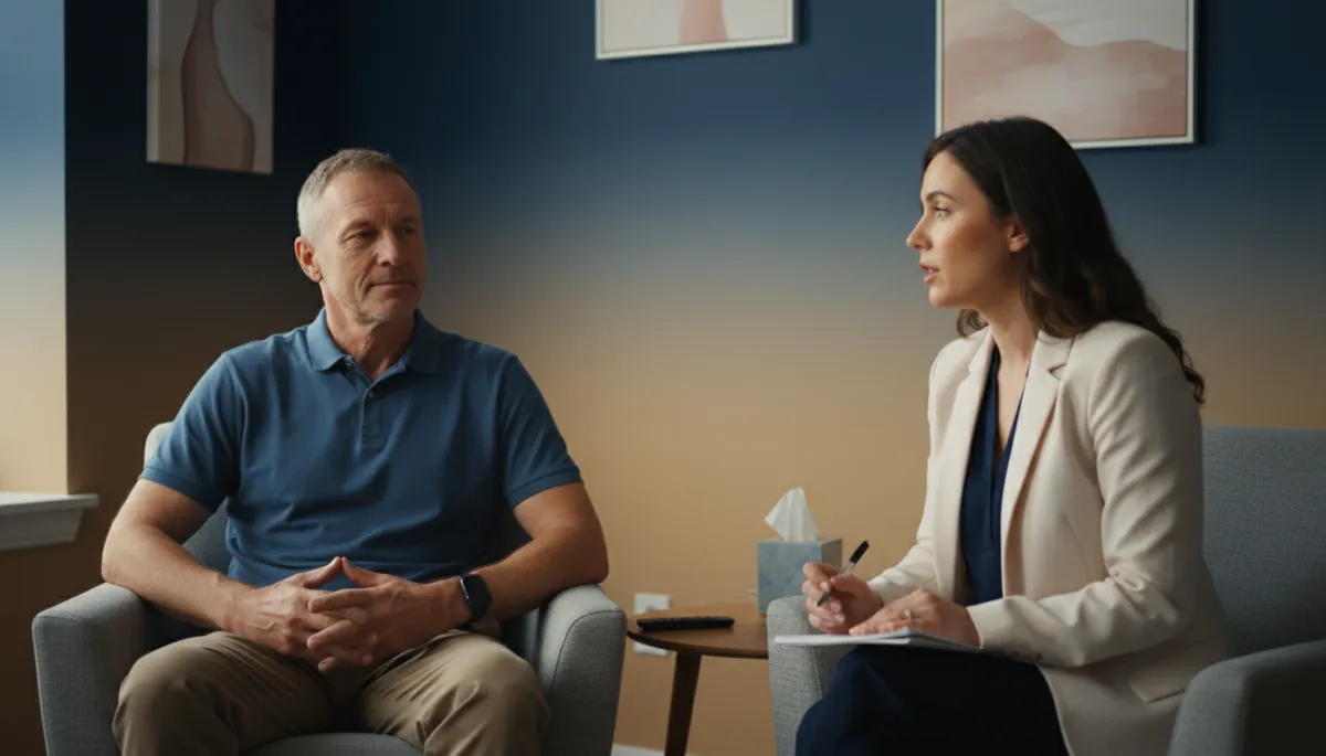 Veteran meeting with a mental health professional during an evaluation