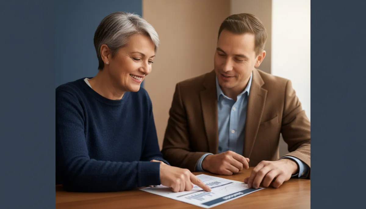 Veteran discussing a financial plan with a counselor in an office