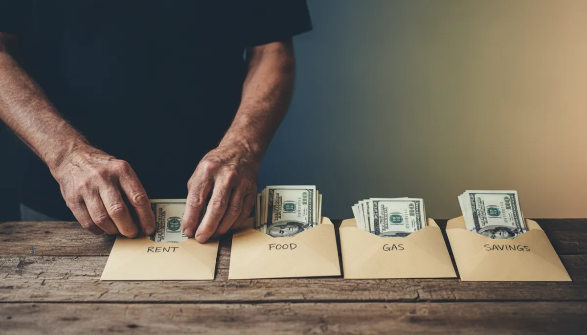 Veteran using an envelope system to manage monthly budget