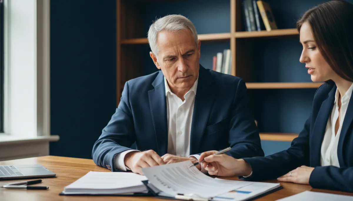 Veteran reviewing VR&E benefit application paperwork with a counselor