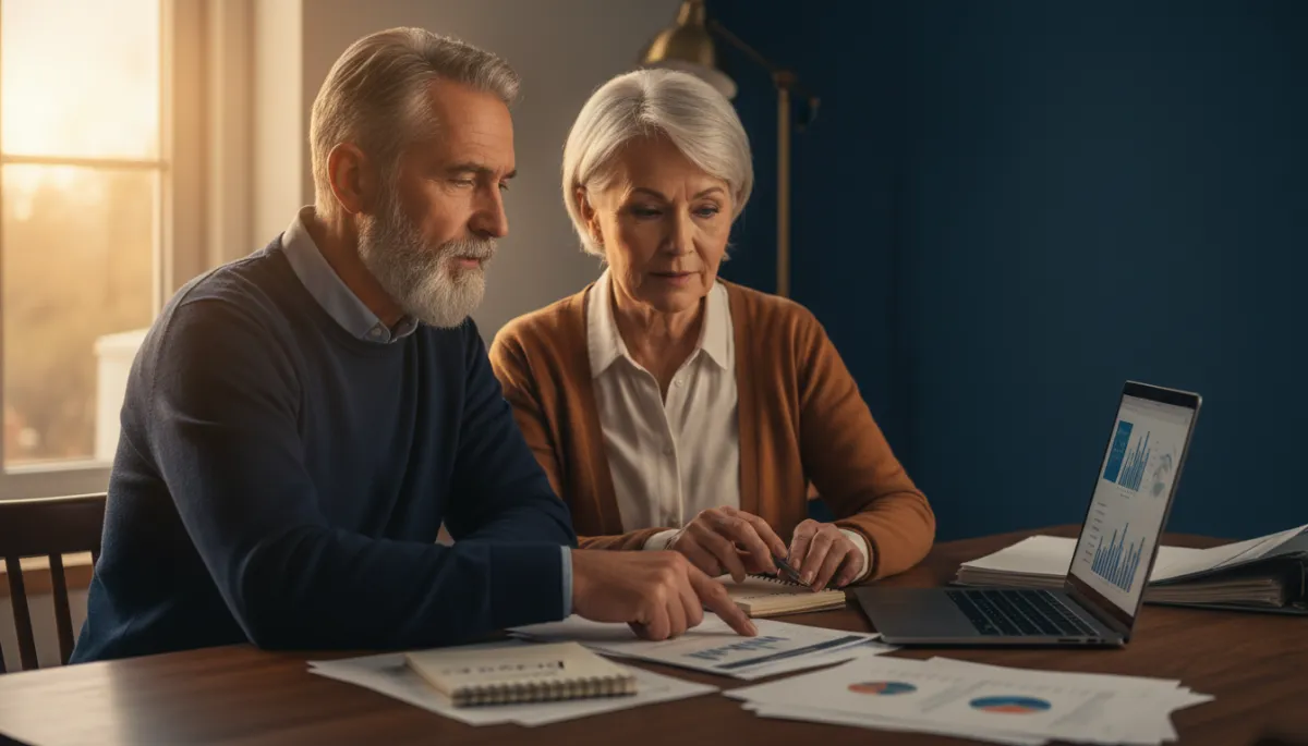 Veteran couple reviewing a post-military budget together
