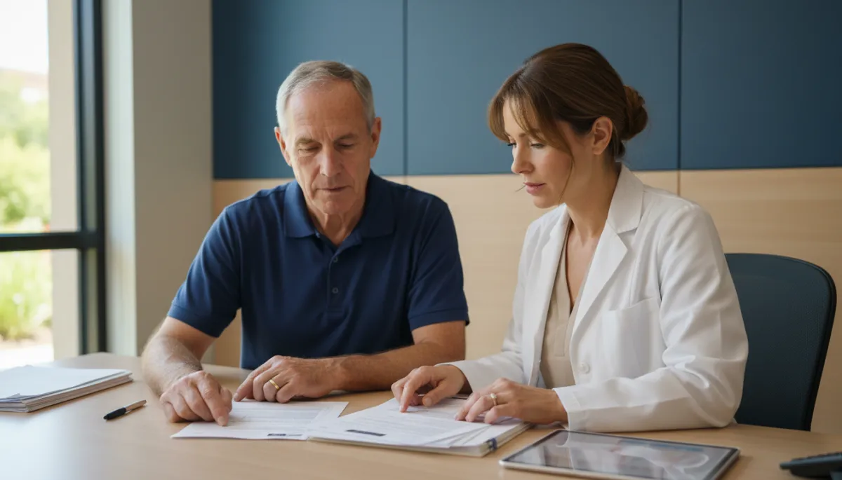 Veteran discussing medical evidence with a healthcare professional for a VA claim