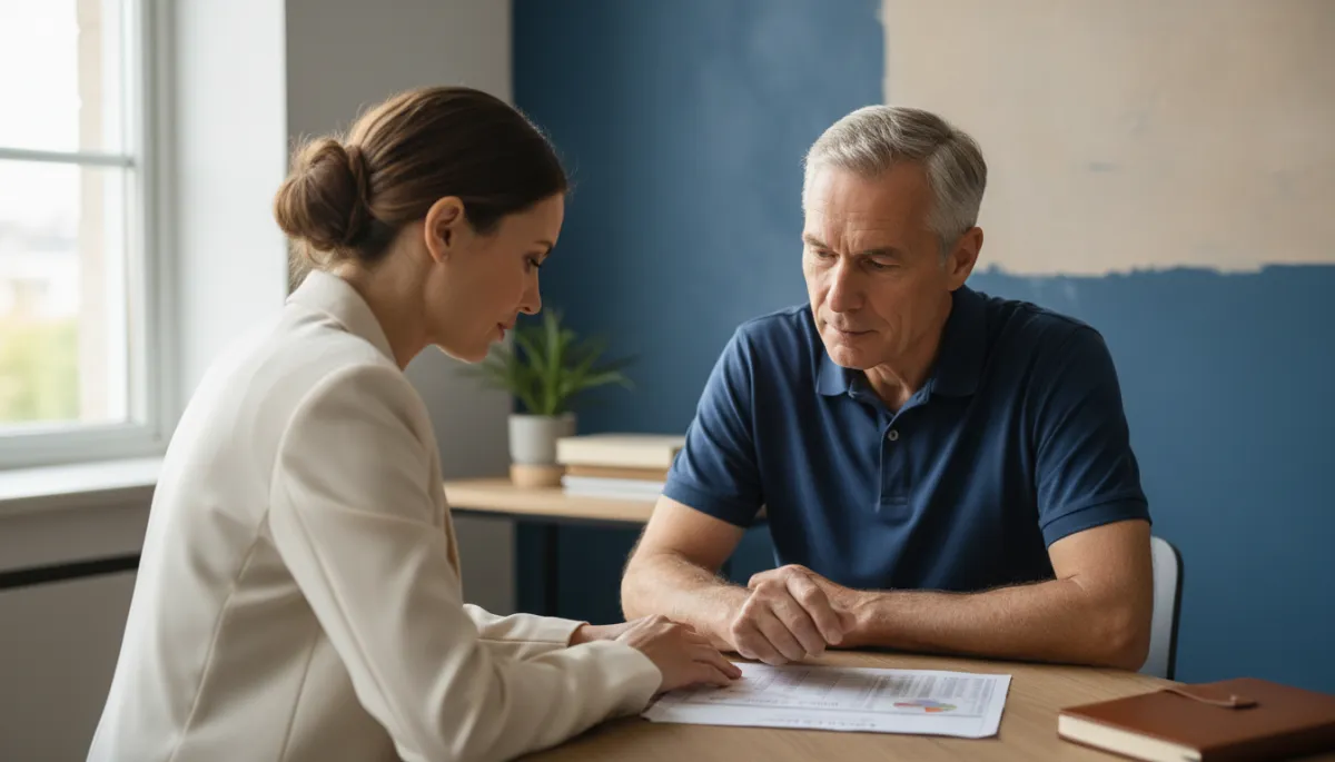 Veteran working with a financial counselor on a budget plan