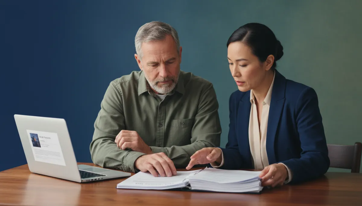 Veteran working with representative on VA disability claim paperwork