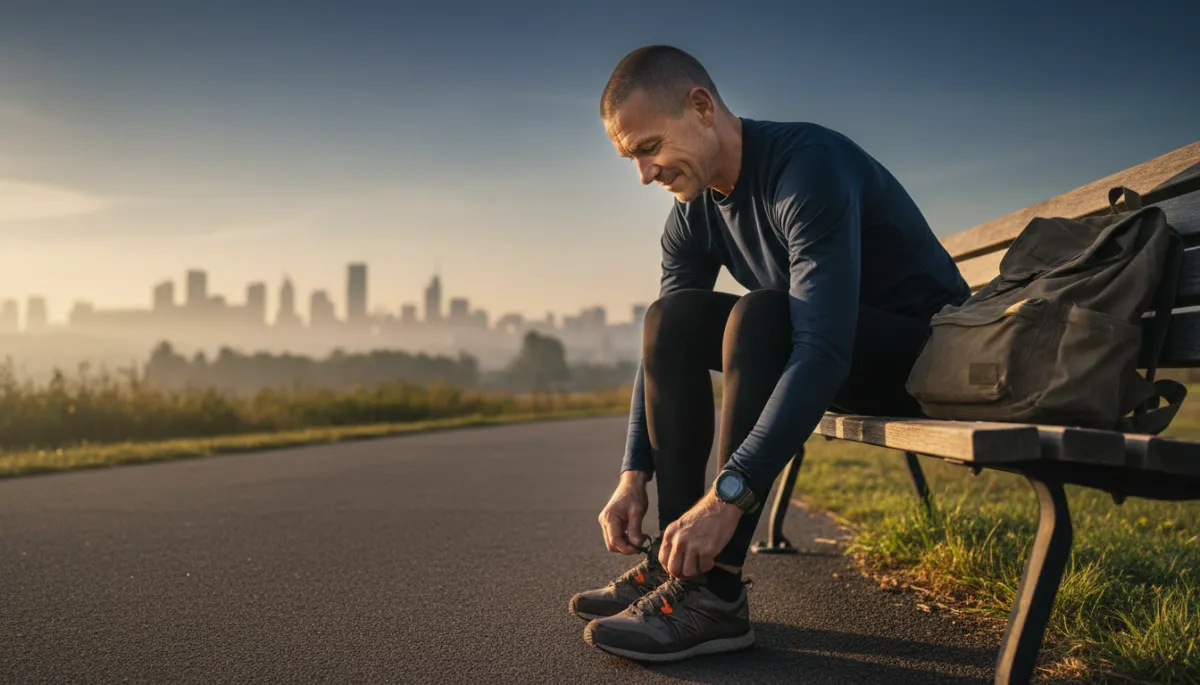 Veteran preparing for a morning run as part of a consistent routine