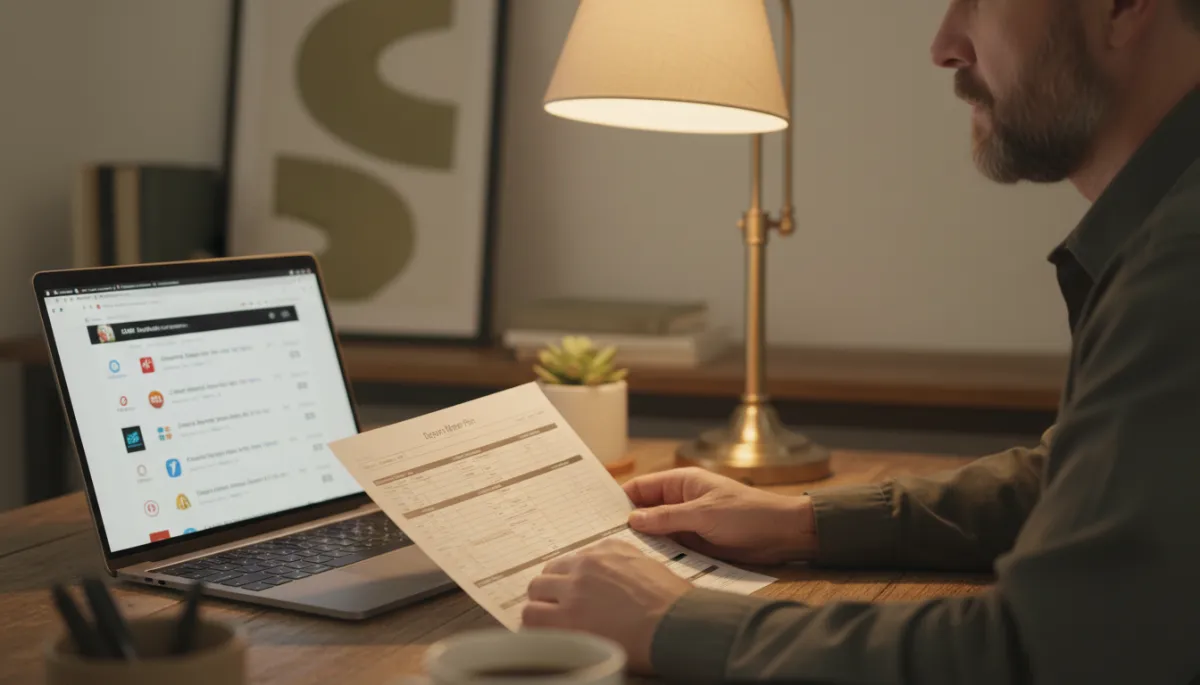 Veteran reviewing degree plan and job postings to align education with career goals Veteran reviewing degree plan and job postings to align education with career goals