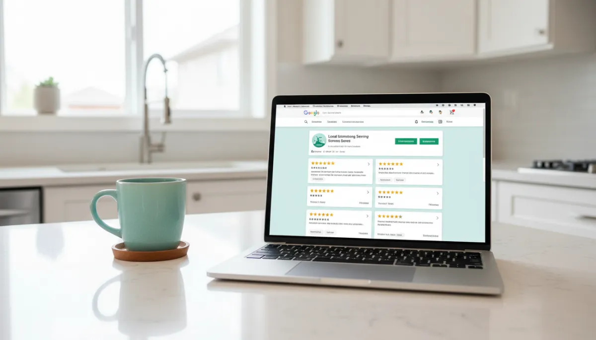 Laptop showing online reviews for an Edmonton cleaning service Laptop showing online reviews for an Edmonton cleaning service
