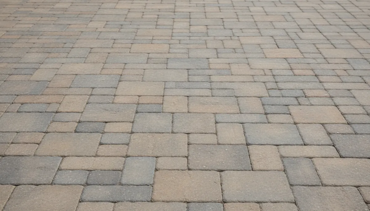 Close-up of upgraded hardscaping stone pattern installed by Custom Property Solutions