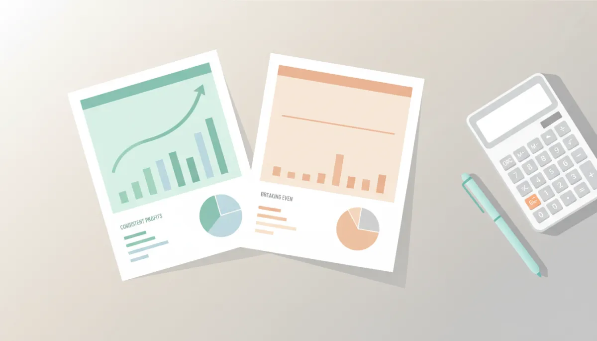 Comparación de flujos de caja entre un negocio rentable y uno que solo cubre costos