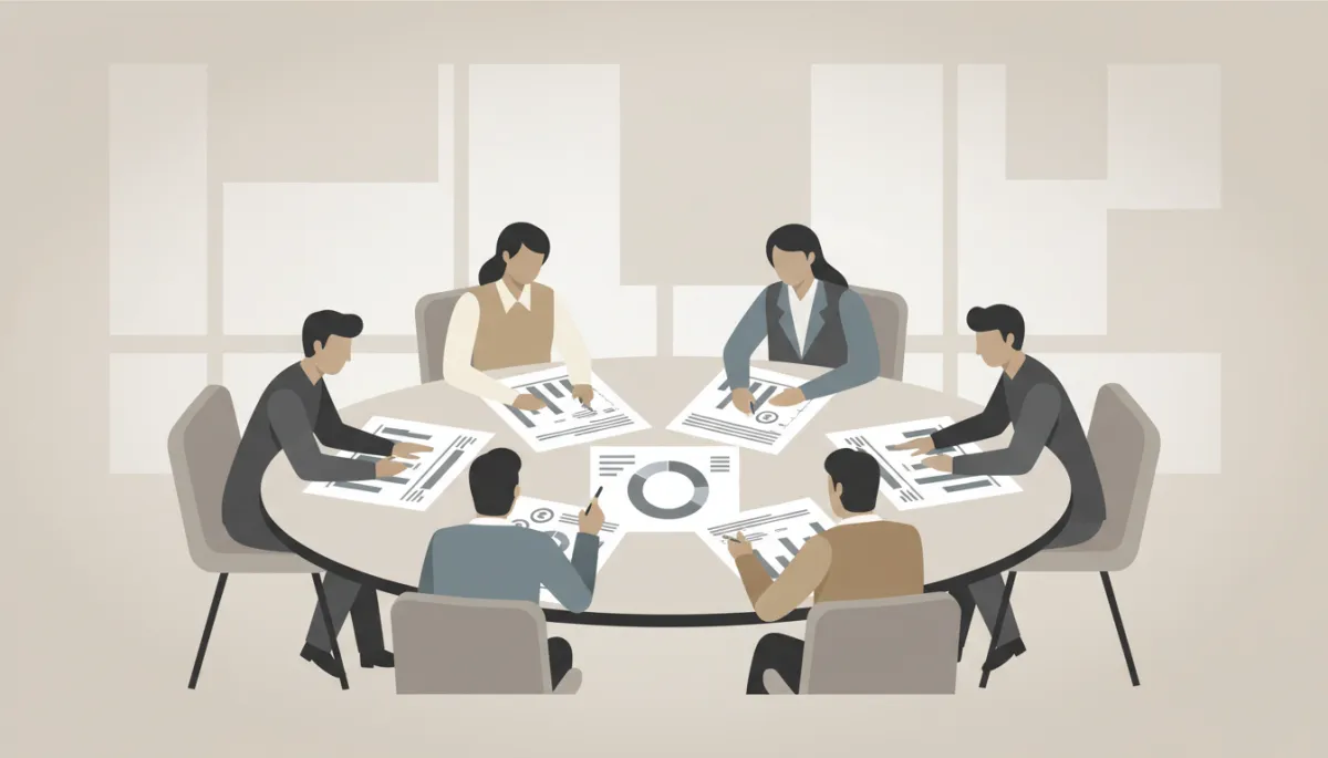 Reunión profesional entre empresarios y socios estratégicos revisando valoración y planificación tributaria