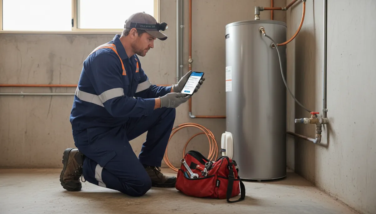 Australian plumber confirming a job booking on their phone