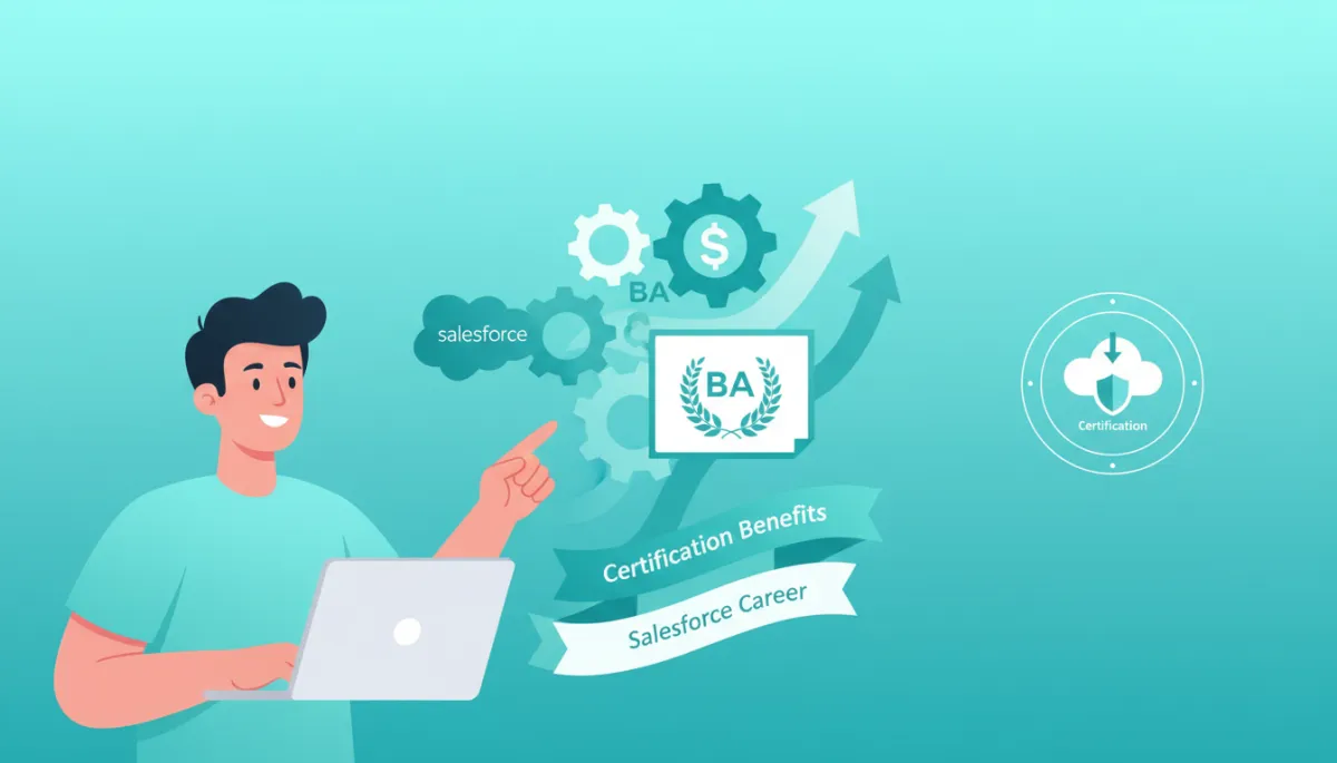 Illustration of a Salesforce Business Analyst considering certification