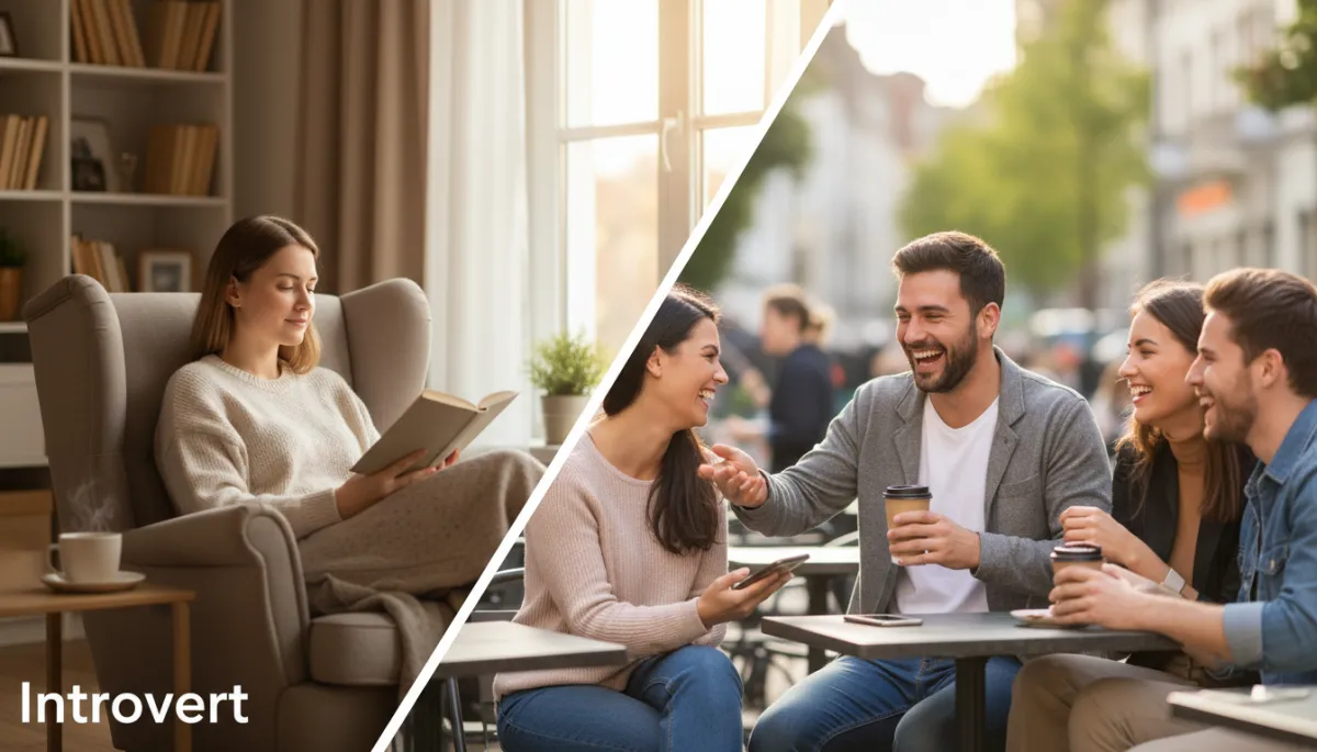 Introverted and extroverted colleagues working in different ways in the same office