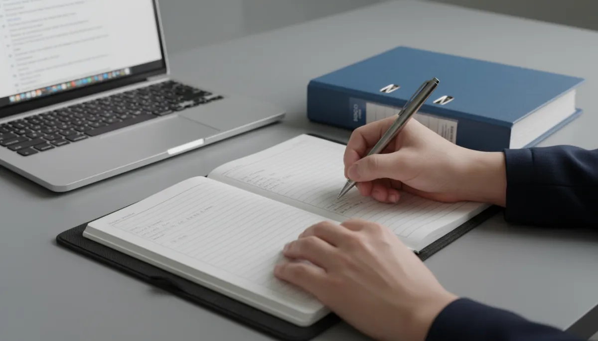 Close-up of a professional logging ALD precepting experience in a notebook