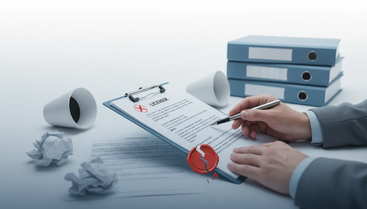Organized assisted living licensing documents and checklist on a professional desk Organized assisted living licensing documents and checklist on a professional desk