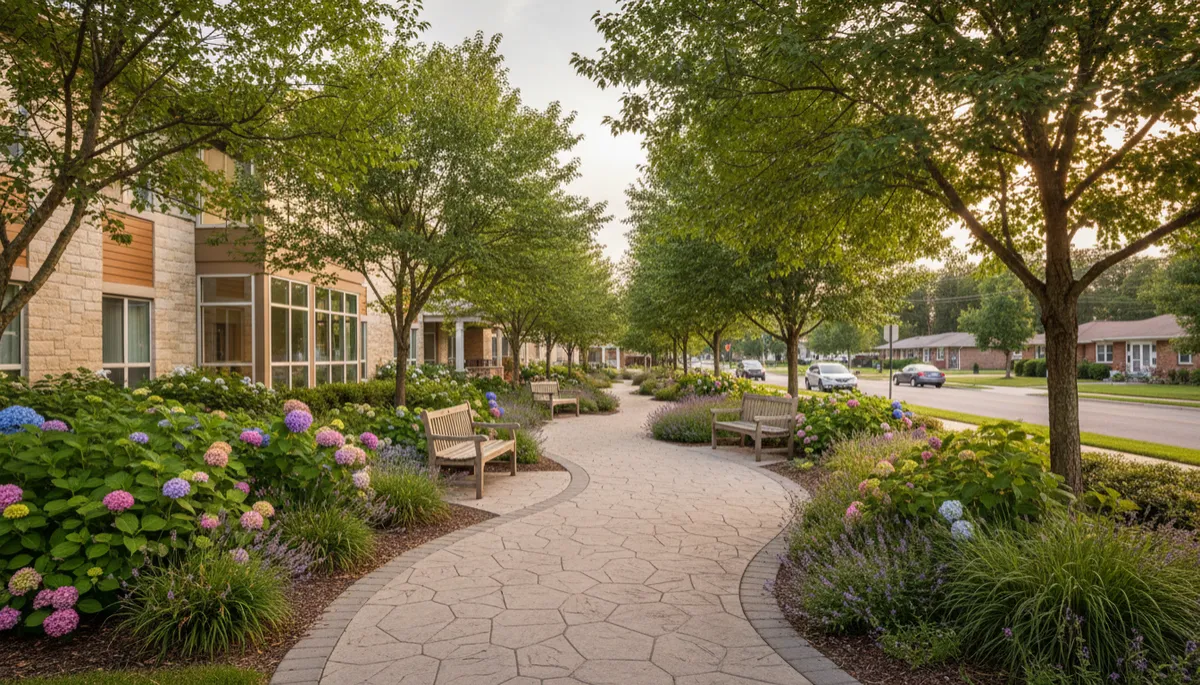 Pleasant neighborhood environment around an assisted living facility Pleasant neighborhood environment around an assisted living facility
