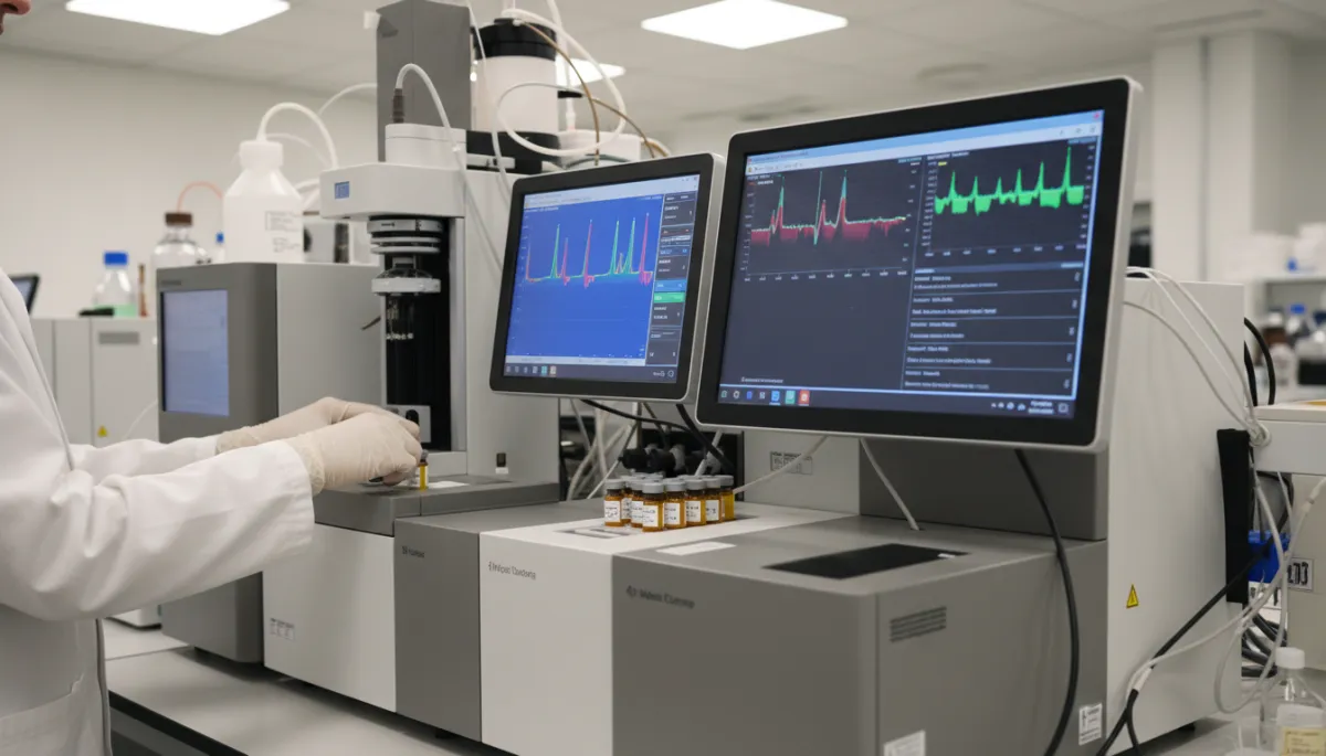 HPLC and mass spectrometry instruments used for peptide purity testing