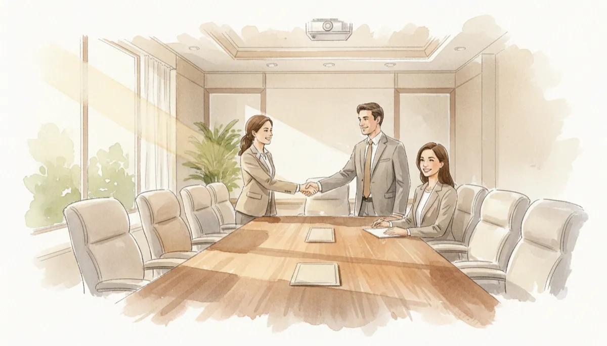 Elegant conference room in Katy, Texas with professionals meeting in person