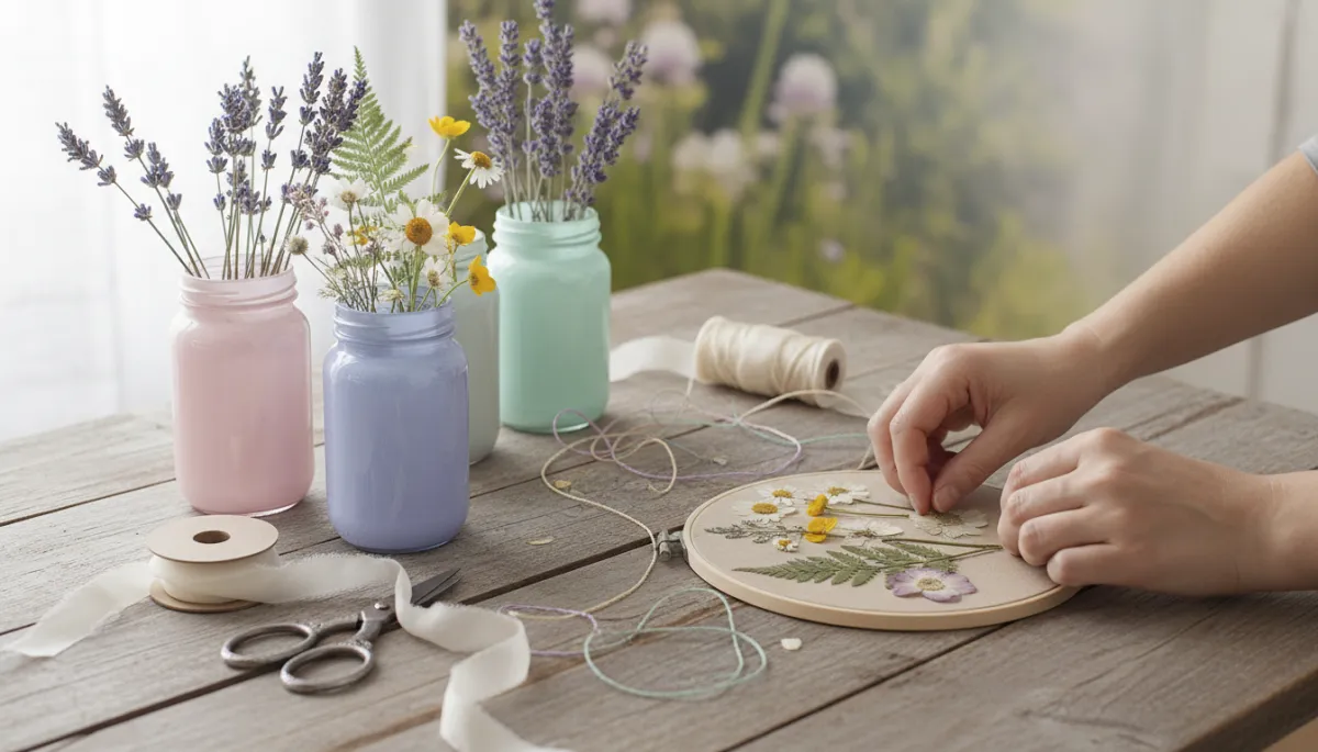 Photorealistic DIY spring decor crafts in pastel colors