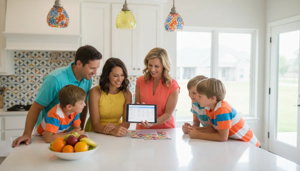 Family discussing selling their Oklahoma home with a real estate agent Family discussing selling their Oklahoma home with a real estate agent