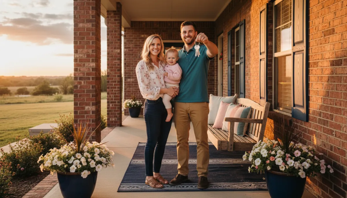 Happy OKC family receiving keys to new home after choosing the right mortgage loan