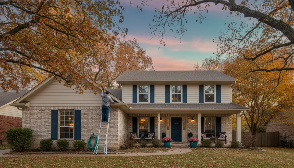 Cleaning gutters in fall — outdoor home prep checklist for OKC Metro homeowners