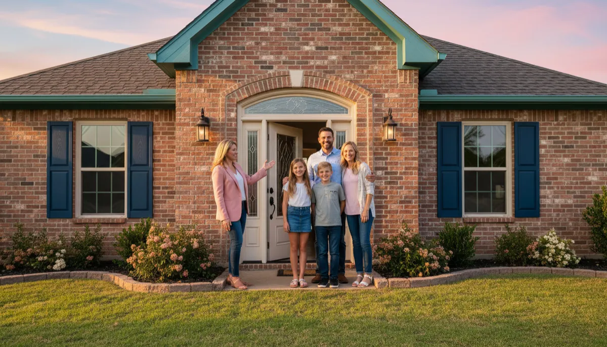 Happy family receiving keys to their new OKC home with Realtor Brittany Yerby Happy family receiving keys to their new OKC home with Realtor Brittany Yerby