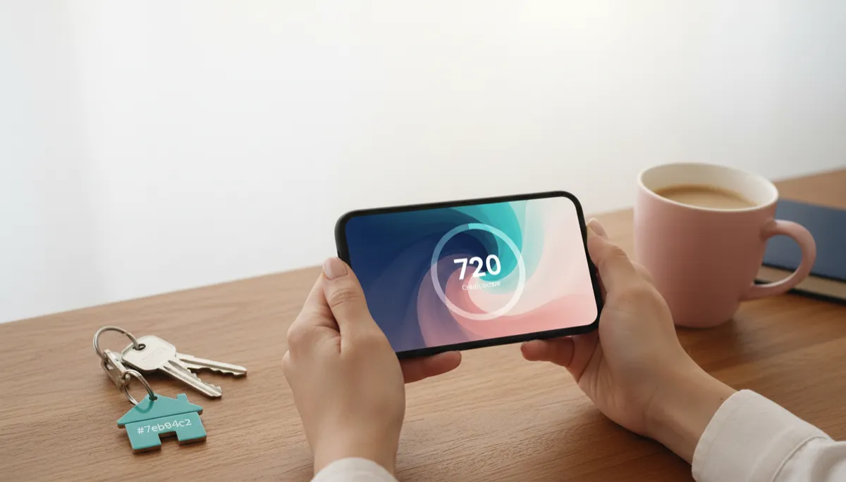 Checking credit score on smartphone before buying a home in OKC