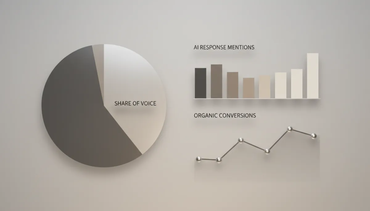 Dashboard com métricas de AI Share of Voice e desempenho orgânico Dashboard com métricas de AI Share of Voice e desempenho orgânico
