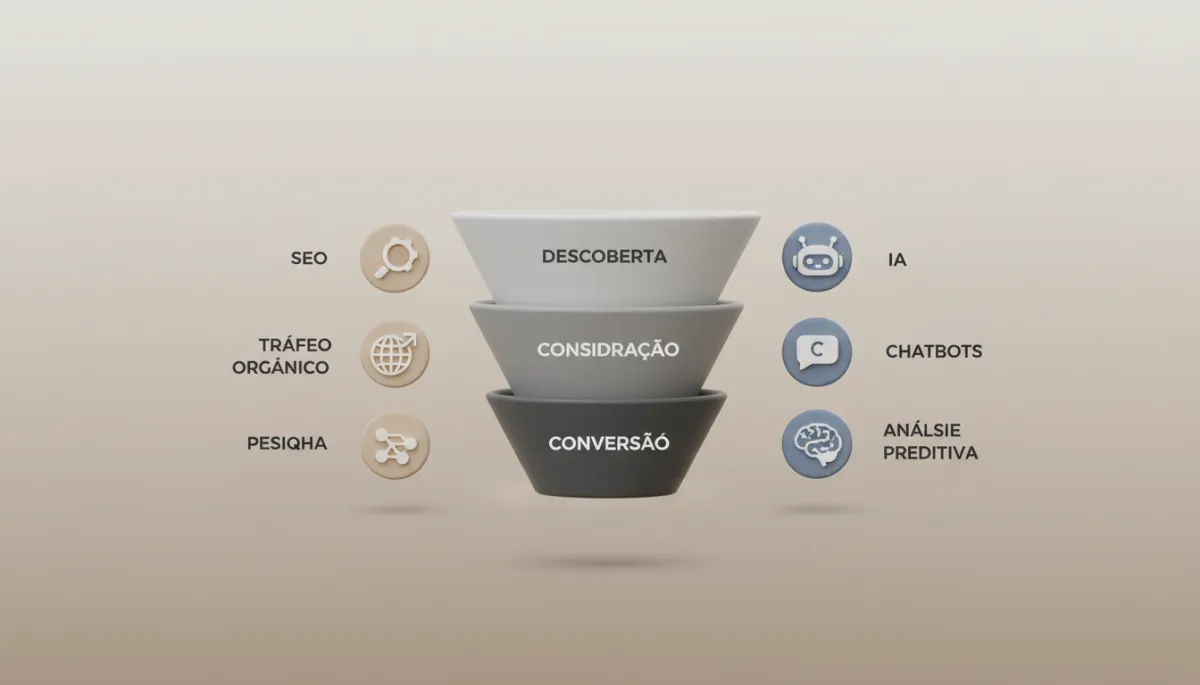 Diagrama de funil de conteúdo integrado a SEO e IA Diagrama de funil de conteúdo integrado a SEO e IA