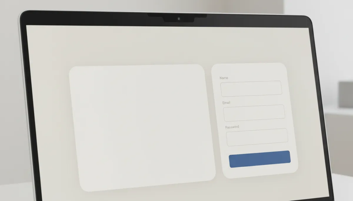 Landing page minimalista de Inbound Marketing exibida em um notebook