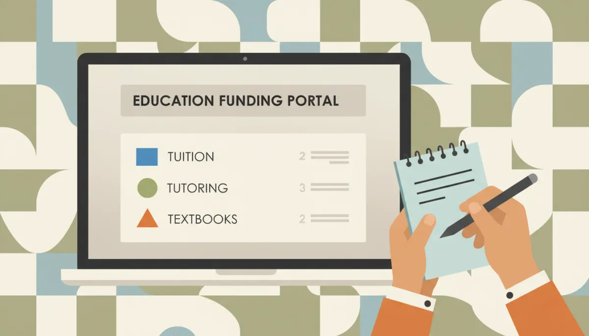 Parent reviewing voucher money and education funding options on an online portal