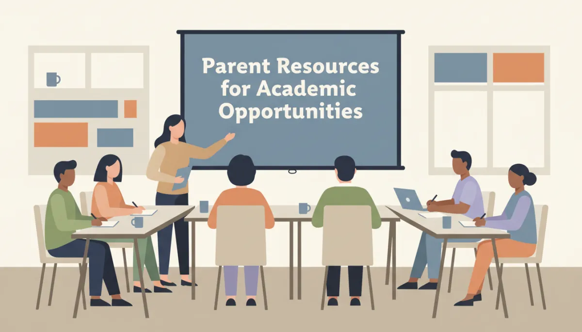 Parents attending a workshop on education funding and academic opportunities