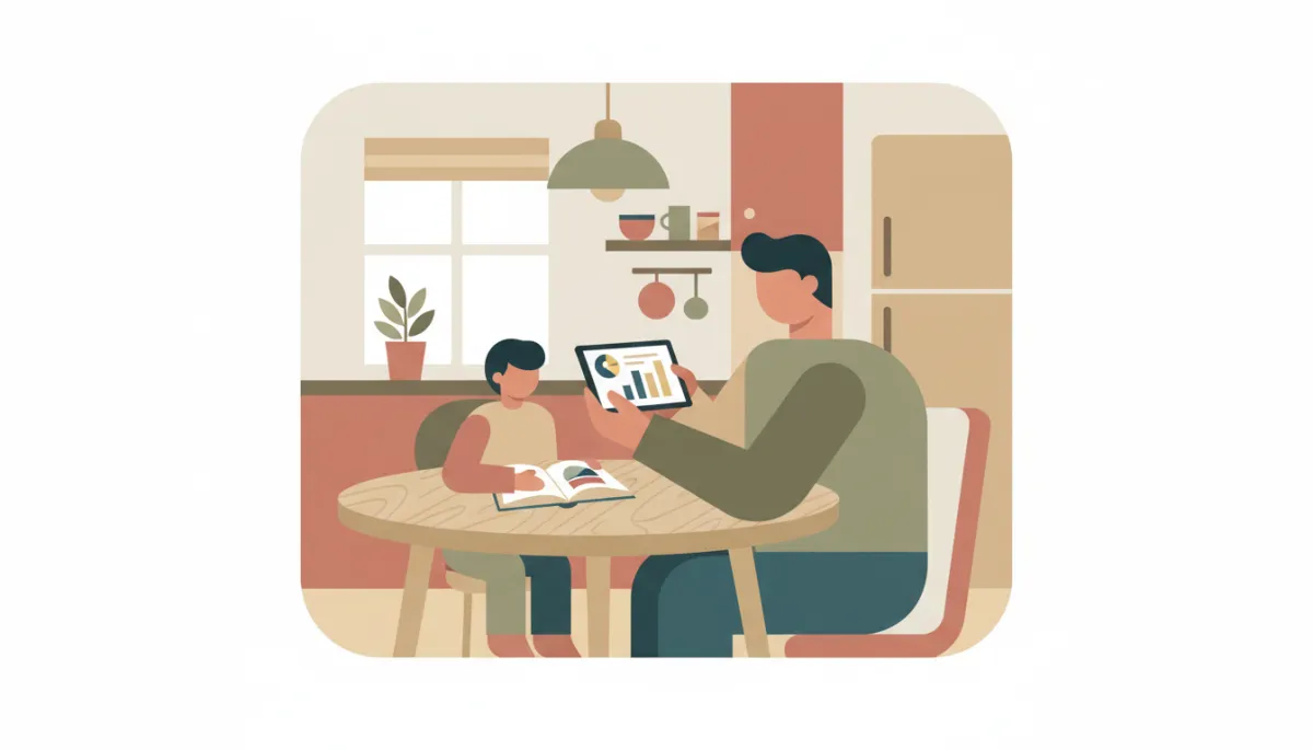 Parent reviewing education and daycare cost comparison chart at home