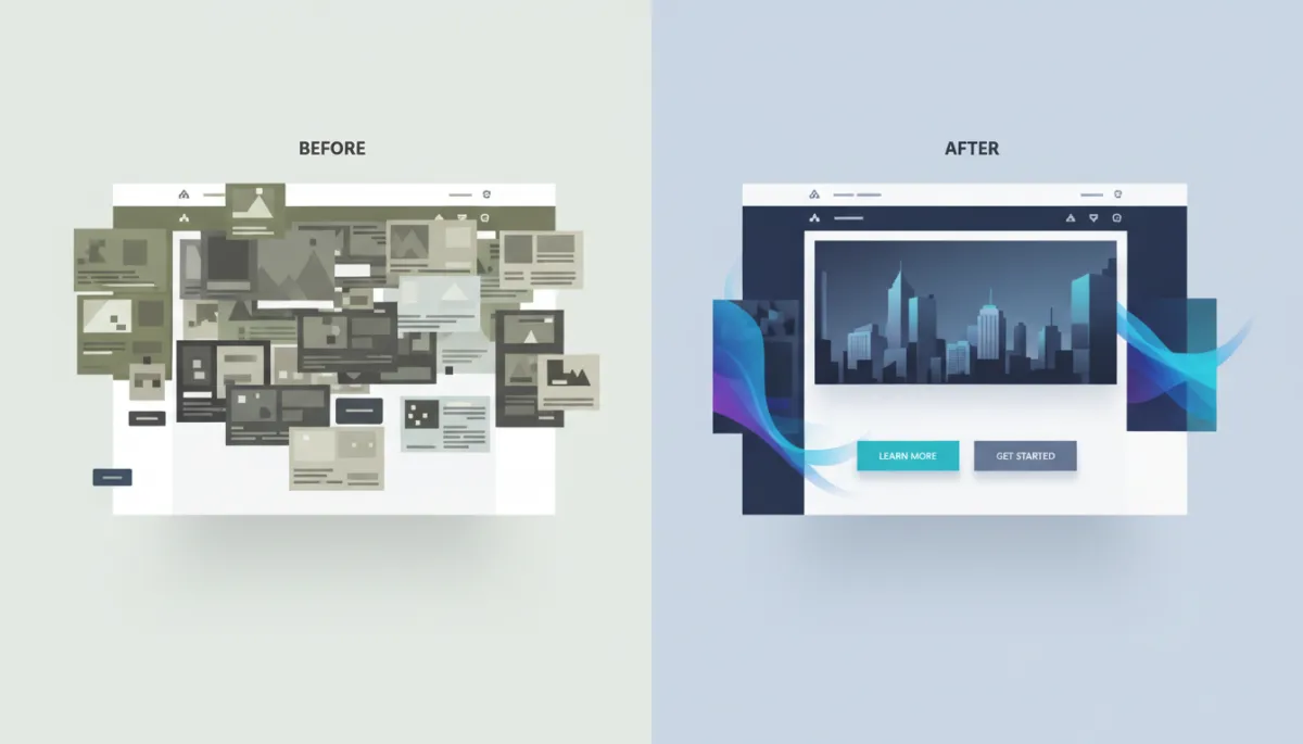 Before and after comparison of a redesigned local business website