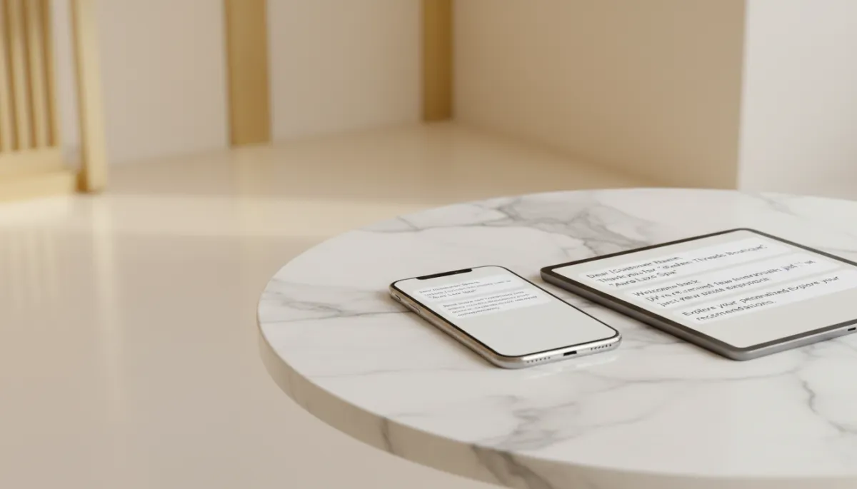 Devices showing personalized automated messages sent from a local business CRM