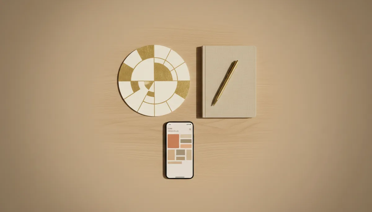 Organized follow-up calendar on a refined, neutral-toned desk