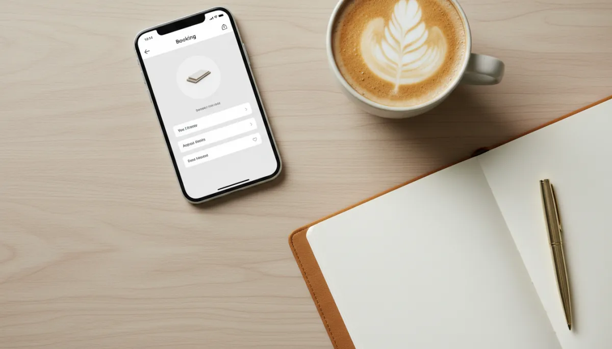 Smartphone displaying a clean online booking page for a local business