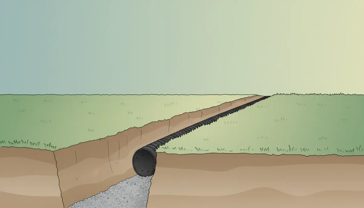 Professional French drain and swale installation in a Louisville backyard