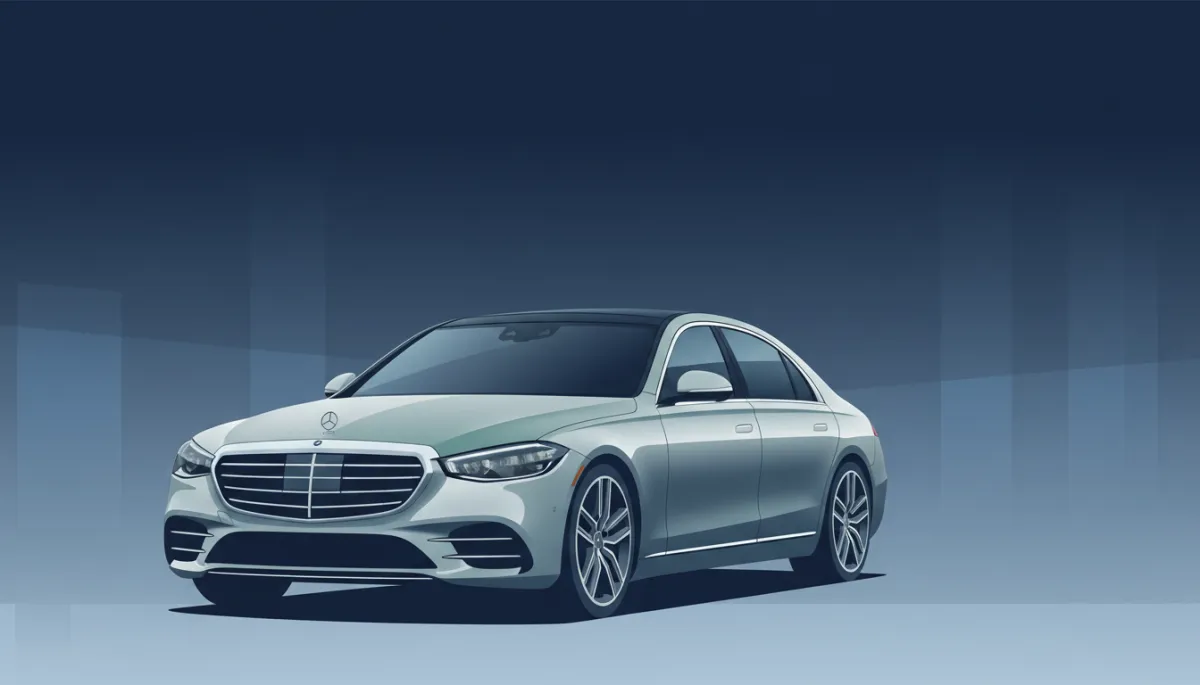 Mercedes-Benz S-Class luxury car parked on a scenic road