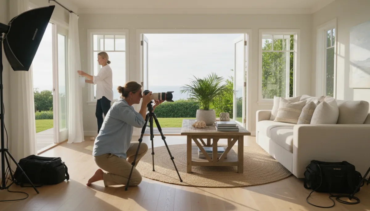 Photographer capturing professional listing photos of a North Shore home