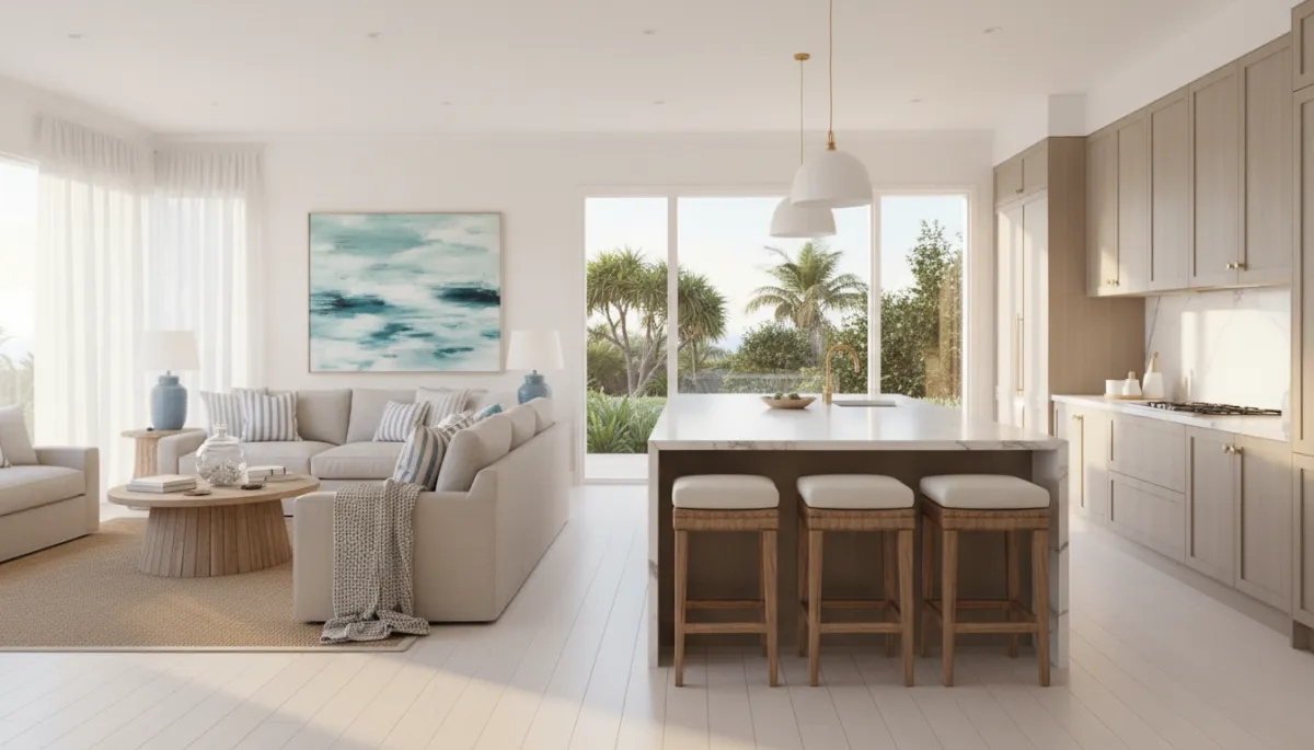 Bright open-concept kitchen and living area in an upgraded North Shore home