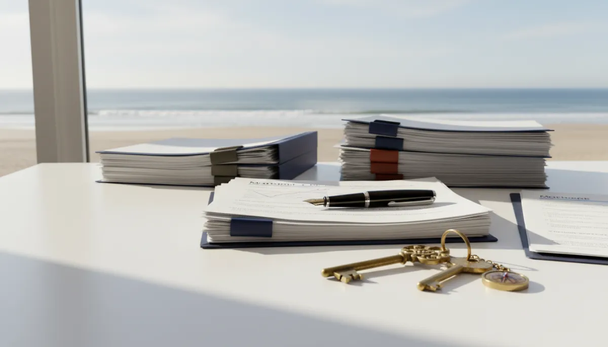 Mortgage commitment documents on a desk during a North Shore Massachusetts home purchase
