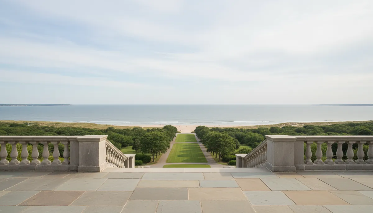 View from Castle Hill across the Grand Allée toward Crane Beach and the ocean