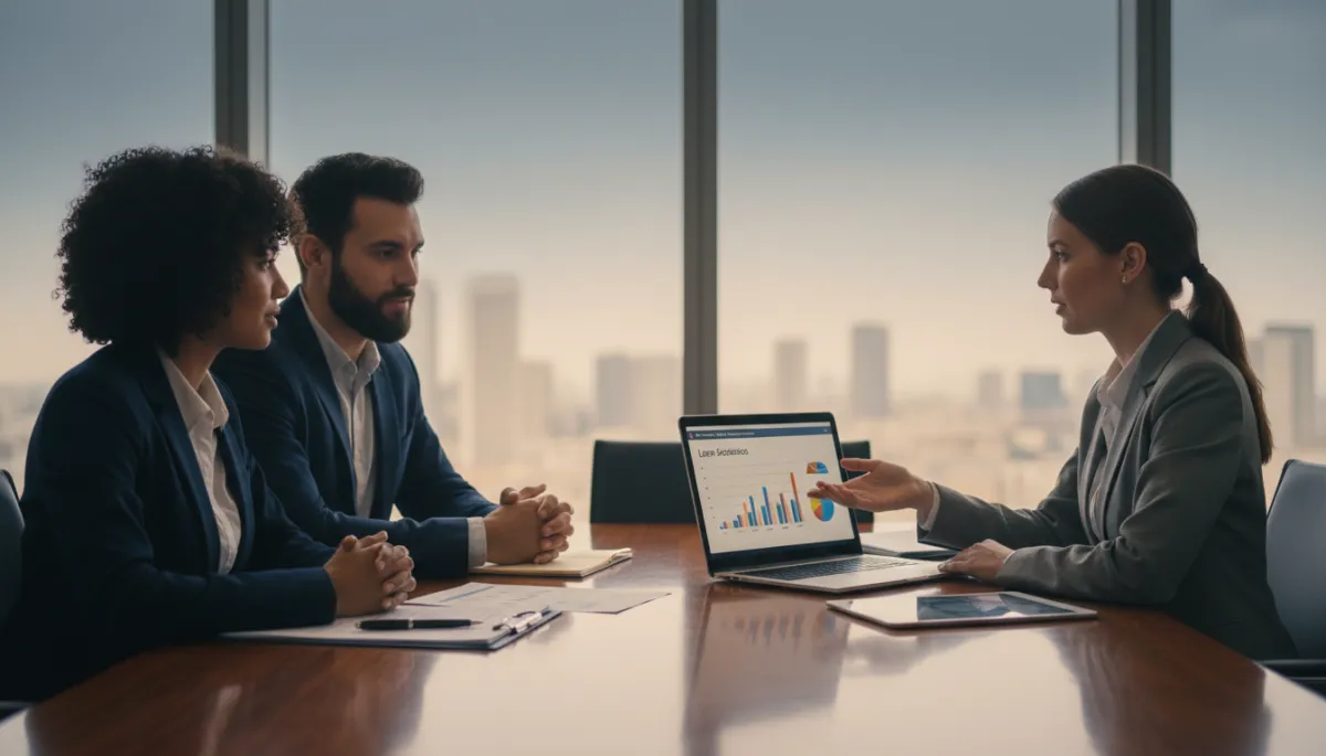 Couple consulting with a mortgage professional about financing options