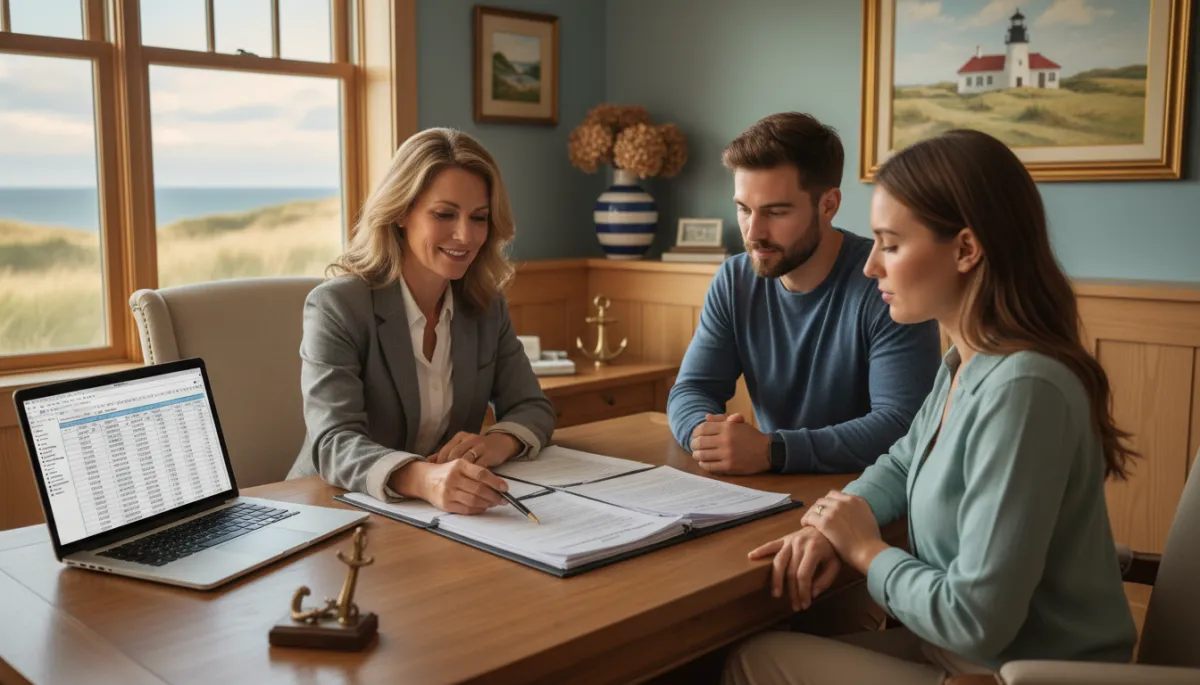 First-time buyers discussing mortgage options with a lender