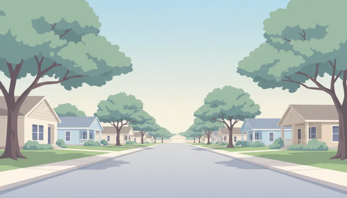 Quiet residential street with single-story homes in Rockport Texas