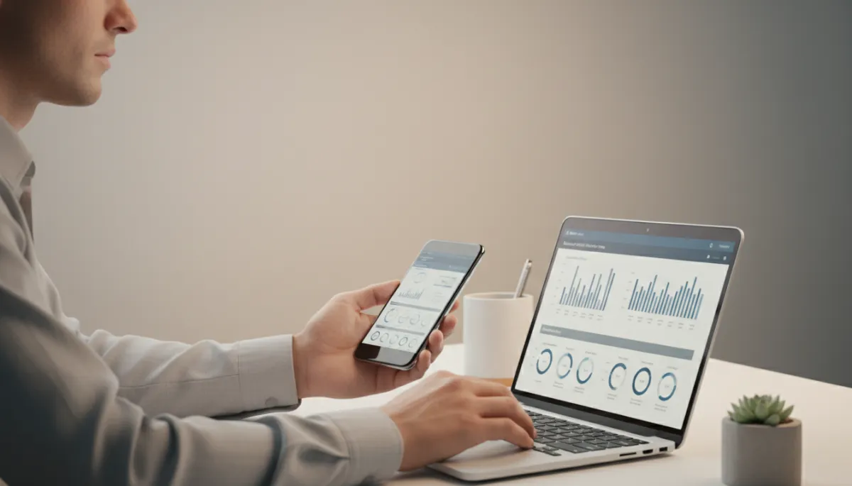 Person confidently comparing product options on digital devices