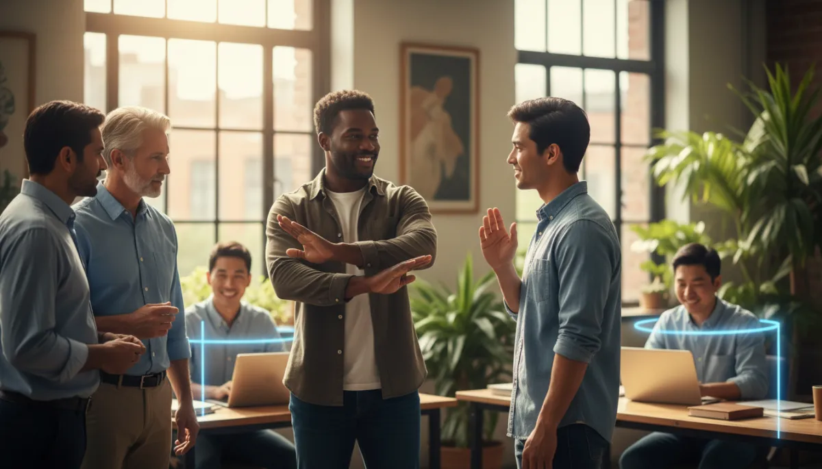 Two people practicing attentive listening and respectful dialogue