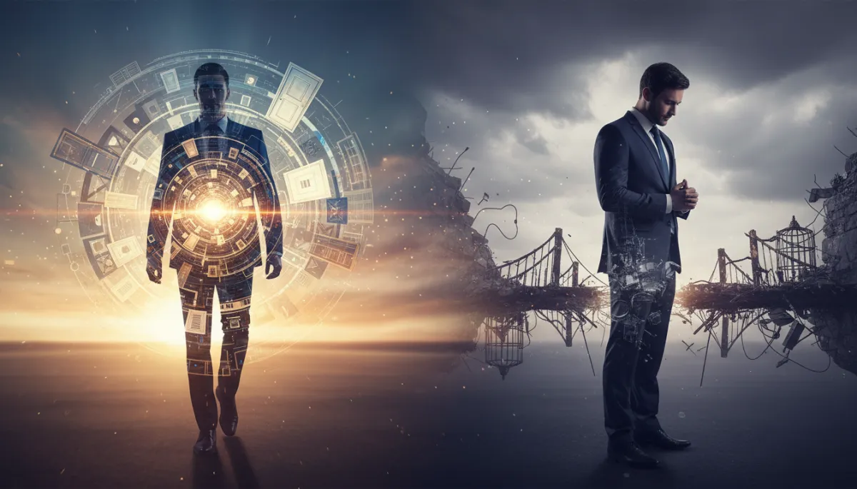 Multiple reflections symbolizing competing identities within one person